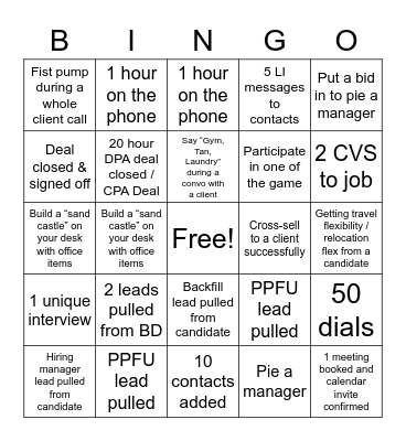 Account Executive Bingo Card