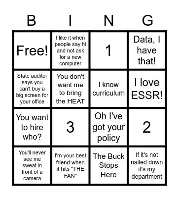 Back to School BING Bingo Card