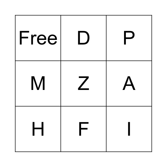 Letter Sounds Bingo Card