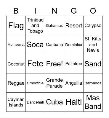 Caribana Bingo Card