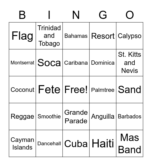 Caribana Bingo Card