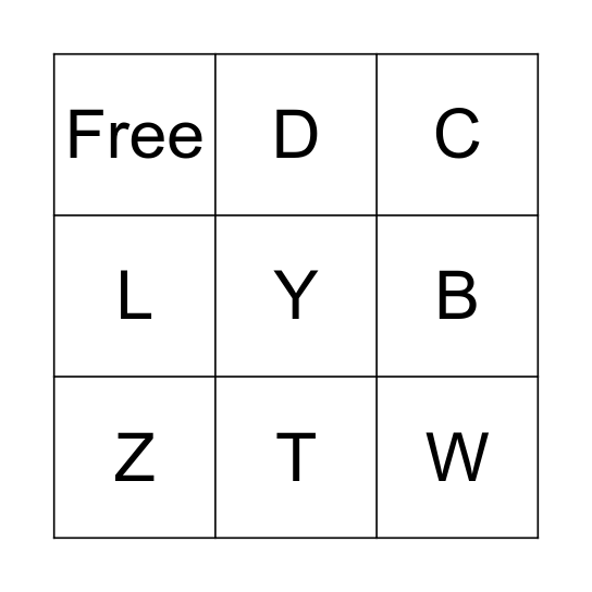 Letter Sounds Bingo Card