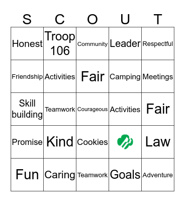 Girl Scouts Bingo Card