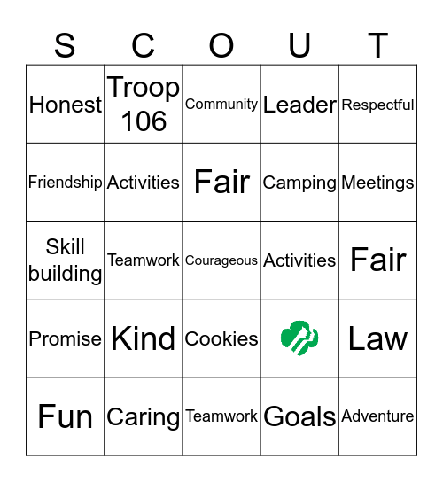 Girl Scouts Bingo Card