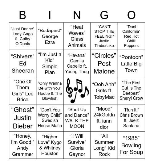 Mixtape Vol. 2 Bingo Card