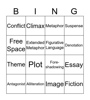 Literary Terms Bingo! Bingo Card