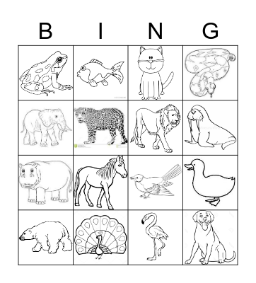 Bill Martin Animal Bingo Card