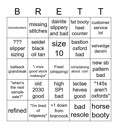 Viberg bingo Card