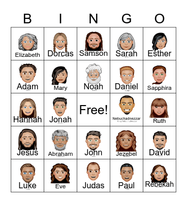 BIBLE CHARACTER BINGO Card
