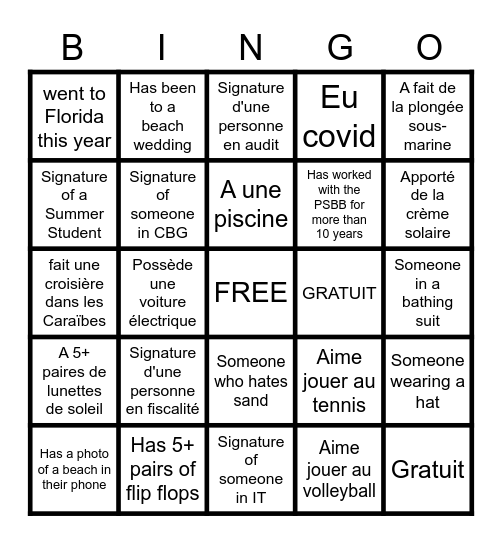 BINGO PSB BOISJOLI BINGO Card