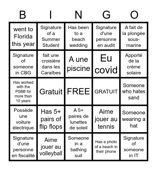 BINGO PSB BOISJOLI BINGO Card