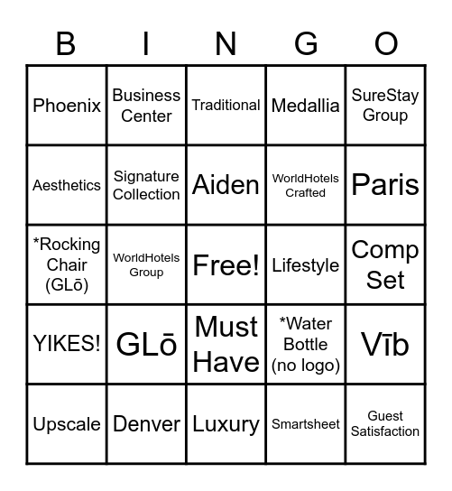 BW Hotel & Resorts Bingo Card