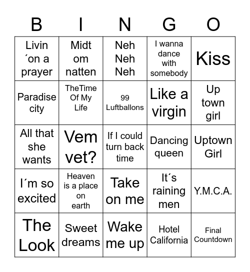 Mirjam 45 ár Bingo Card