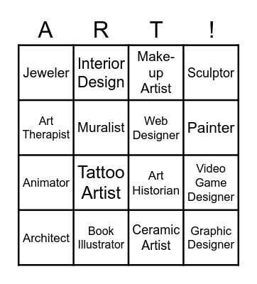 Art Career Bingo Card