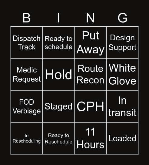 SCHEDULING BINGO Card