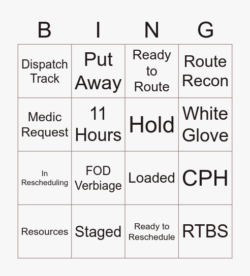 SCHEDULING BINGO Card