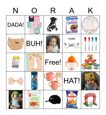 NORA'S 1st BIRTHDAY BINGO! Bingo Card