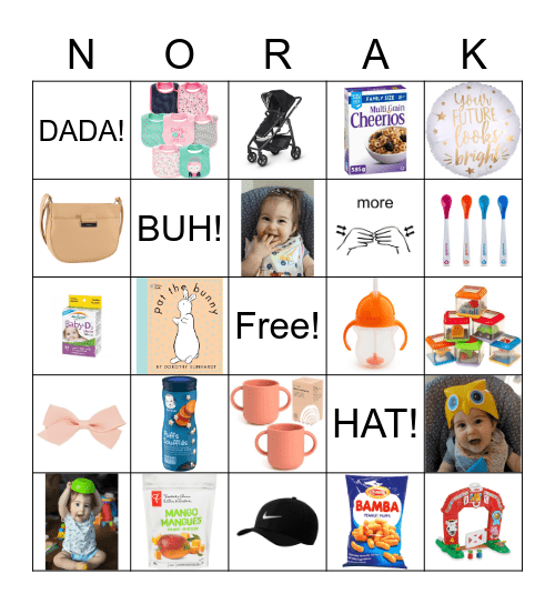 NORA'S 1st BIRTHDAY BINGO! Bingo Card