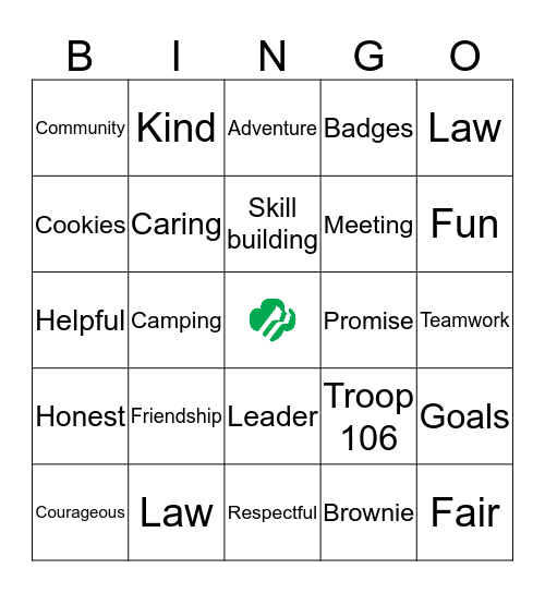 Girl Scouts Bingo Card
