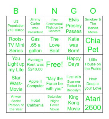 Katie's Bingo Board! Bingo Card