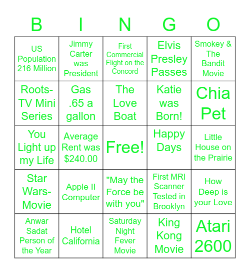 Katie's Bingo Board! Bingo Card