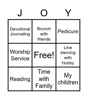 My Joy Bingo Card