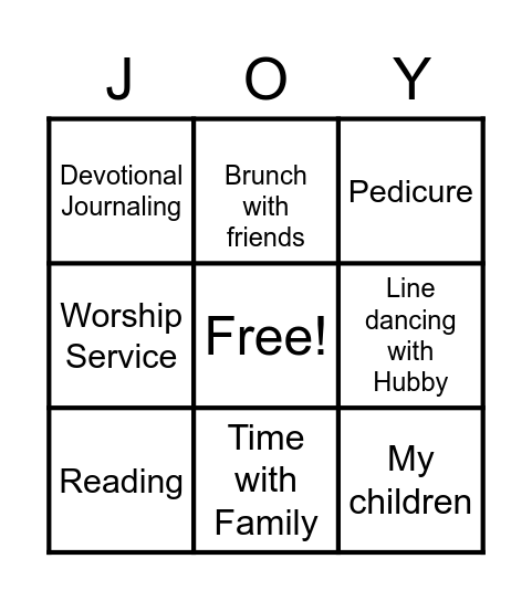 My Joy Bingo Card