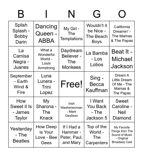 Mom's 70th Birthday Bingo Card