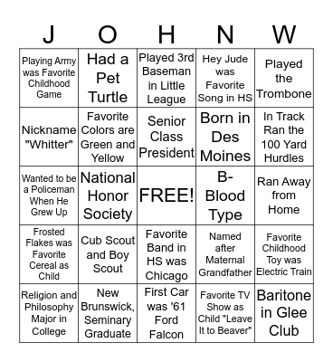 BIRTHDAY BINGO Card