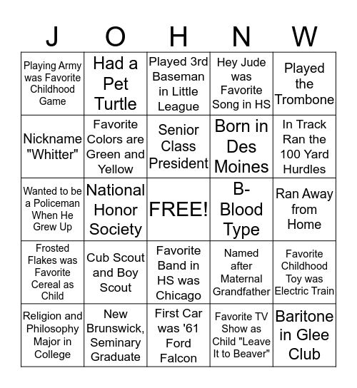 BIRTHDAY BINGO Card