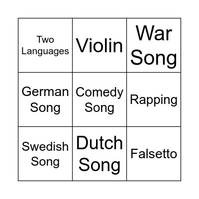 EuroBingo! Bingo Card