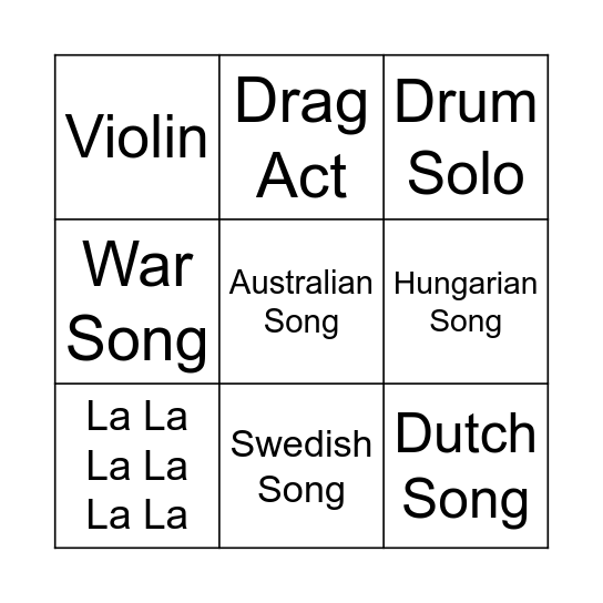 EuroBingo! Bingo Card