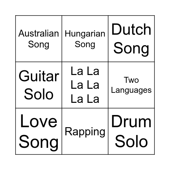 EuroBingo! Bingo Card