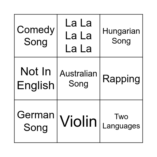 EuroBingo! Bingo Card