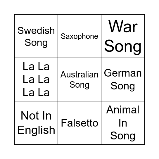 EuroBingo! Bingo Card