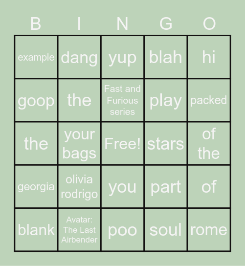 Hana and Lily's Birthday Bingo Card