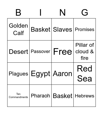 Moses & the Exodus Bingo Card