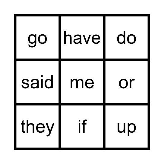 Golden Words Bingo Card