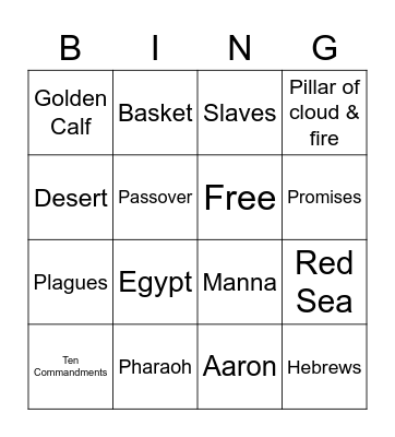 Moses & the Exodus Bingo Card