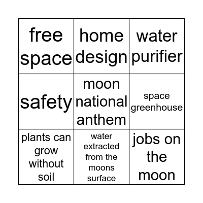 moon presentation  Bingo Card