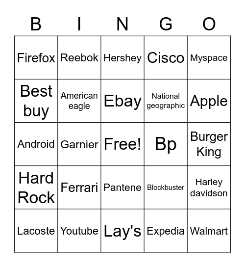 Logo game pack 2 Bingo Card