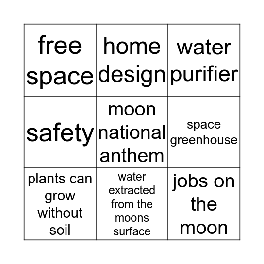 moon presentation  Bingo Card