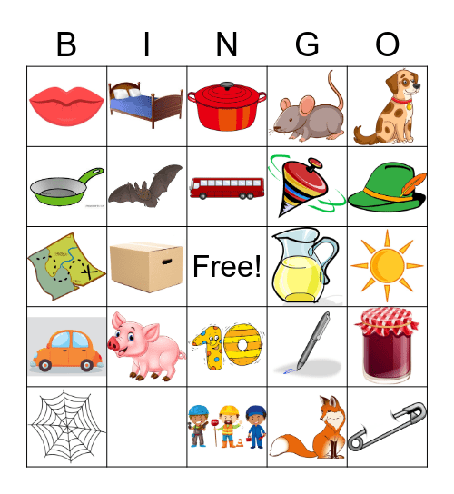 CVC words Bingo Card