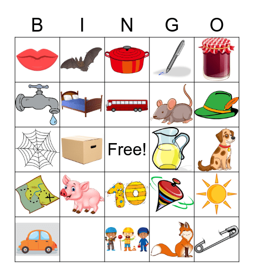 CVC words Bingo Card