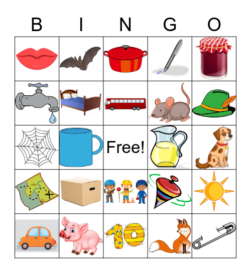 CVC words Bingo Card