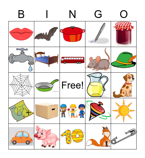 CVC words Bingo Card