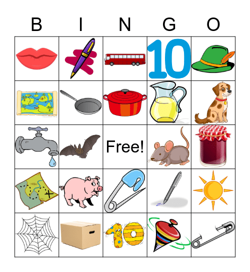 CVC words Bingo Card