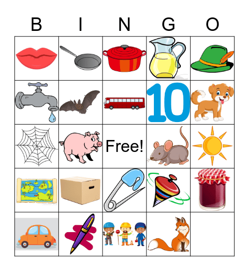 CVC words Bingo Card