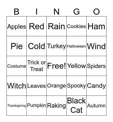 Fall Bingo Card