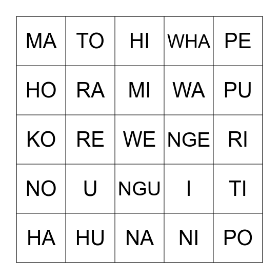 TE ARA PŪ MĀORI Bingo Card